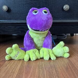 NWT Kohls Cares BRAVE Frog 14” Plush Purple Green Stuffed Animal - RARE